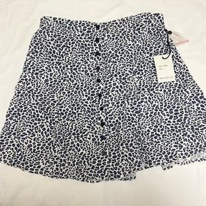 White and blue cheetah print skirt.
